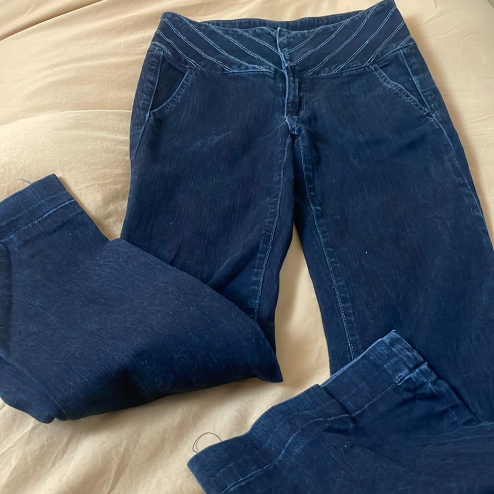 Anlo Dark Blue Flare Wide Leg Jeans